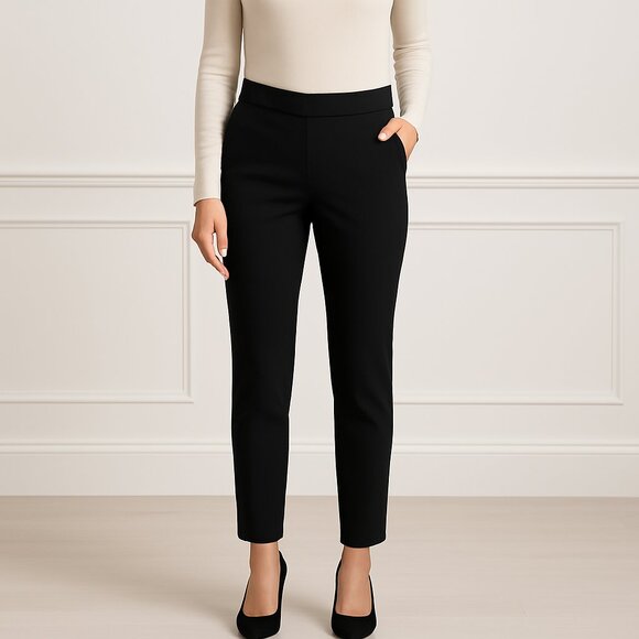 Co Collections Classic Cropped Trousers Women’s Size XS Black Stretch Skinny Leg - Picture 1 of 14